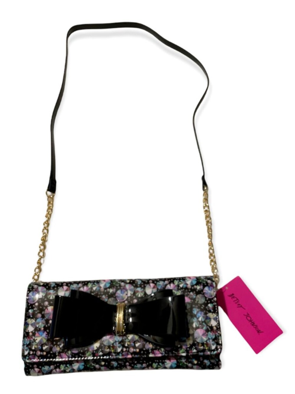 Betsey Johnson Clear Xolyla Double Bow Crossbody Handbag new